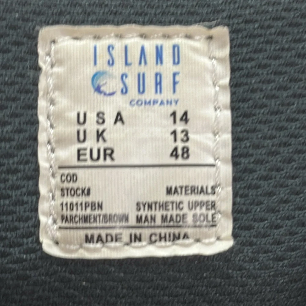 Island Surf Company Men’s Tan Boat Deck Shoes Size 14 Nice Condition